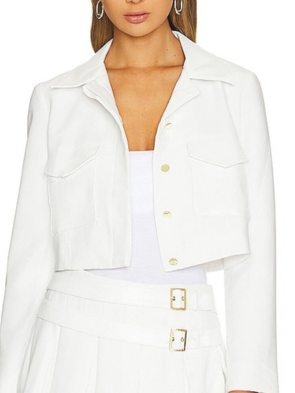 Amanda Uprichard White Cropped Blazer Jacket